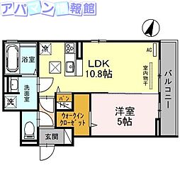 D-ROOM女池上山1 1LDKの間取図画像