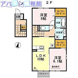 クローバーハウスE 2LDKの間取図画像