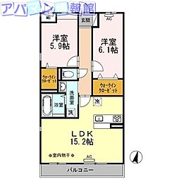 ウィステリア2 2LDKの間取図画像
