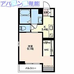 シャーメゾンルフレ笹口 1Kの間取図画像