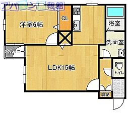 シャルマン上所A 1LDKの間取図画像