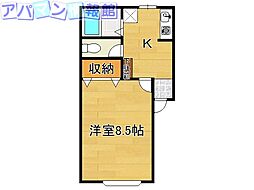 パインテイル 1Kの間取図画像