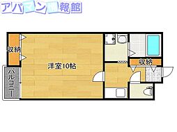 ぐりーんすくえあ 1Kの間取図画像