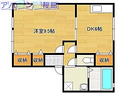 パリス1 1DKの間取図画像