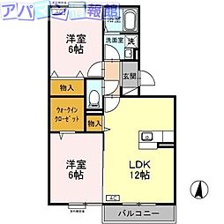 プリモディーネA 2LDKの間取図画像