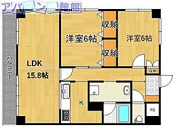 ハイム上所 2LDKの間取図画像