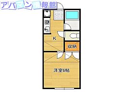 エスポアールC 1Kの間取図画像