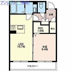 ウェルデンス上所島壱番館 1LDKの間取図画像