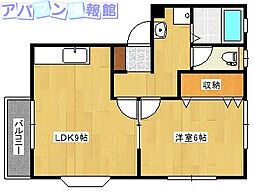 コーポラベンダー 1LDKの間取図画像