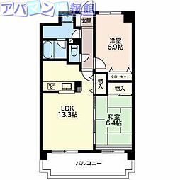 パン・シャトー 2LDKの間取図画像