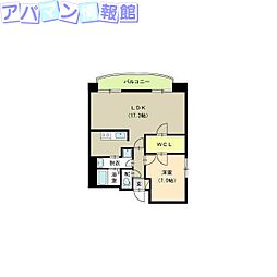 フェリシア鐙 1LDKの間取図画像