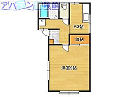 ヘーリオス・A 1Kの間取図画像