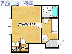 シェ・ガロンヌA 1Kの間取図画像