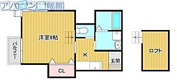 グロリア 1Kの間取図画像