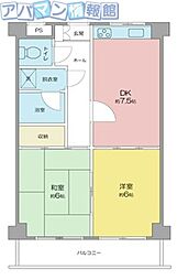 ダイアパレス新大前 2DKの間取図画像