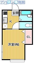ハイツ幸 1Kの間取図画像
