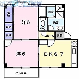 プラドール真砂A 2DKの間取図画像