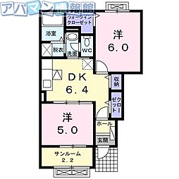 ガレット 2DKの間取図画像