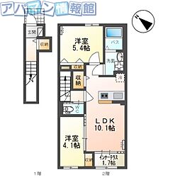カヴァロ 2LDKの間取図画像