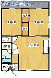 コーポ上山 2LDKの間取図画像