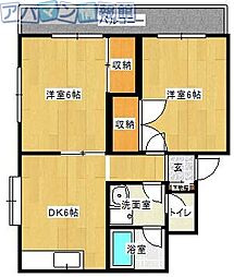 センチュリー勝 2DKの間取図画像