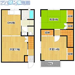 ミルトニアB 3DKの間取図画像