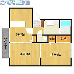 ミストラルガーデン 2DKの間取図画像
