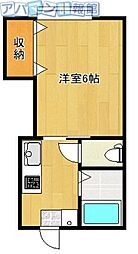 メリーズコート 1Kの間取図画像