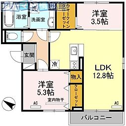 エトワール 2LDKの間取図画像