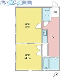 ワインシェル寺尾 2Kの間取図画像