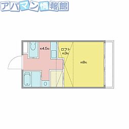 ロイヤル・ステーション・ビレッジB棟 1Kの間取図画像