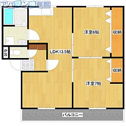 ビューハイツ青山 2LDKの間取図画像