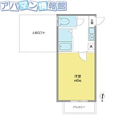 コーポ小針 1Kの間取図画像