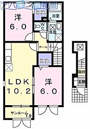 カーサフェリーチェ1 2LDKの間取図画像
