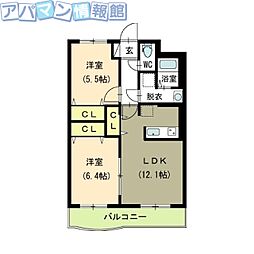 シャルマン 2LDKの間取図画像