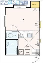 サンライズうちの ワンルームの間取図画像