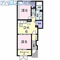 エレガンシア 2DKの間取図画像