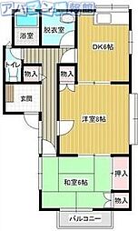 梨本ハイランドD 2DKの間取図画像