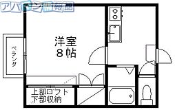 メゾンオーシャン2 1Kの間取図画像