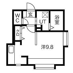 燈庵郷 1Kの間取図画像
