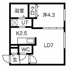 7thregal琴似 1LDKの間取図画像