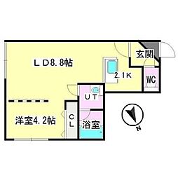 ブリオーレ月寒中央 1LDKの間取図画像