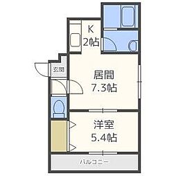 ムーンフェイス 1LDKの間取図画像