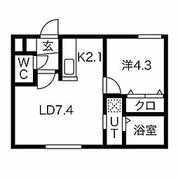 カレラ麻生 1LDKの間取図画像
