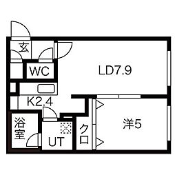 Qualia栄通 1LDKの間取図画像