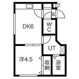 ブランノワール北2条 1DKの間取図画像