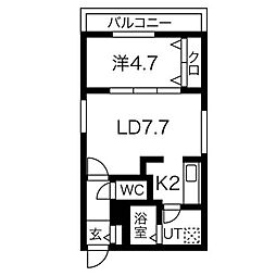 ブラン・シャール平岸 1LDKの間取図画像