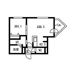 札幌市豊平区美園八条5丁目マンション 1LDKの間取図画像