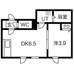 ラヴィータ琴似 1DKの間取図画像