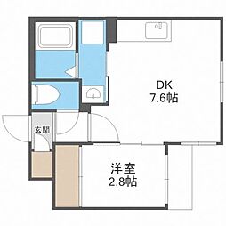 札幌市白石区南郷通7丁目南マンション 1DKの間取図画像
